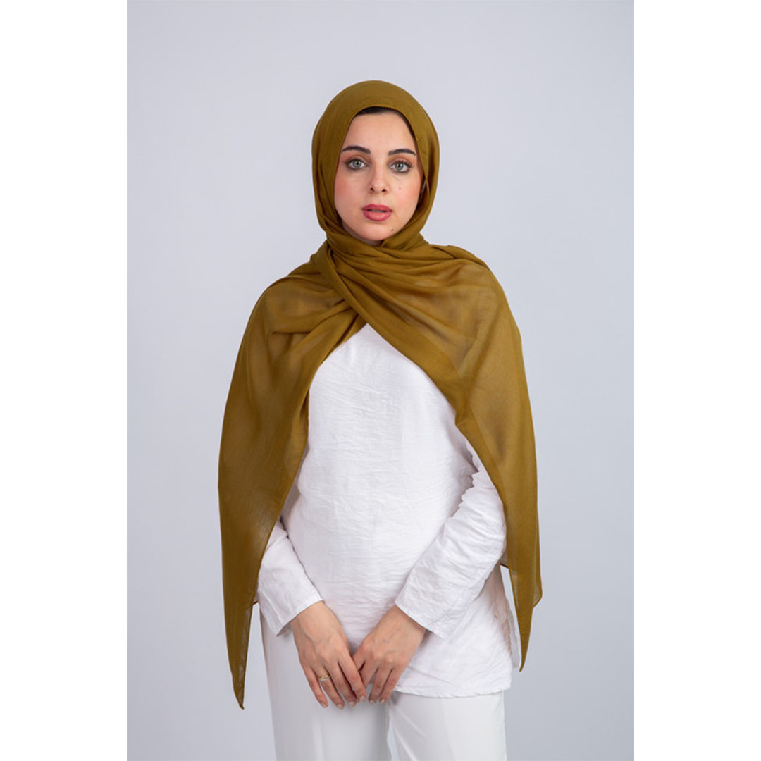 100% طرحة مودال سادة قطن من سترة - مسطردة غامق