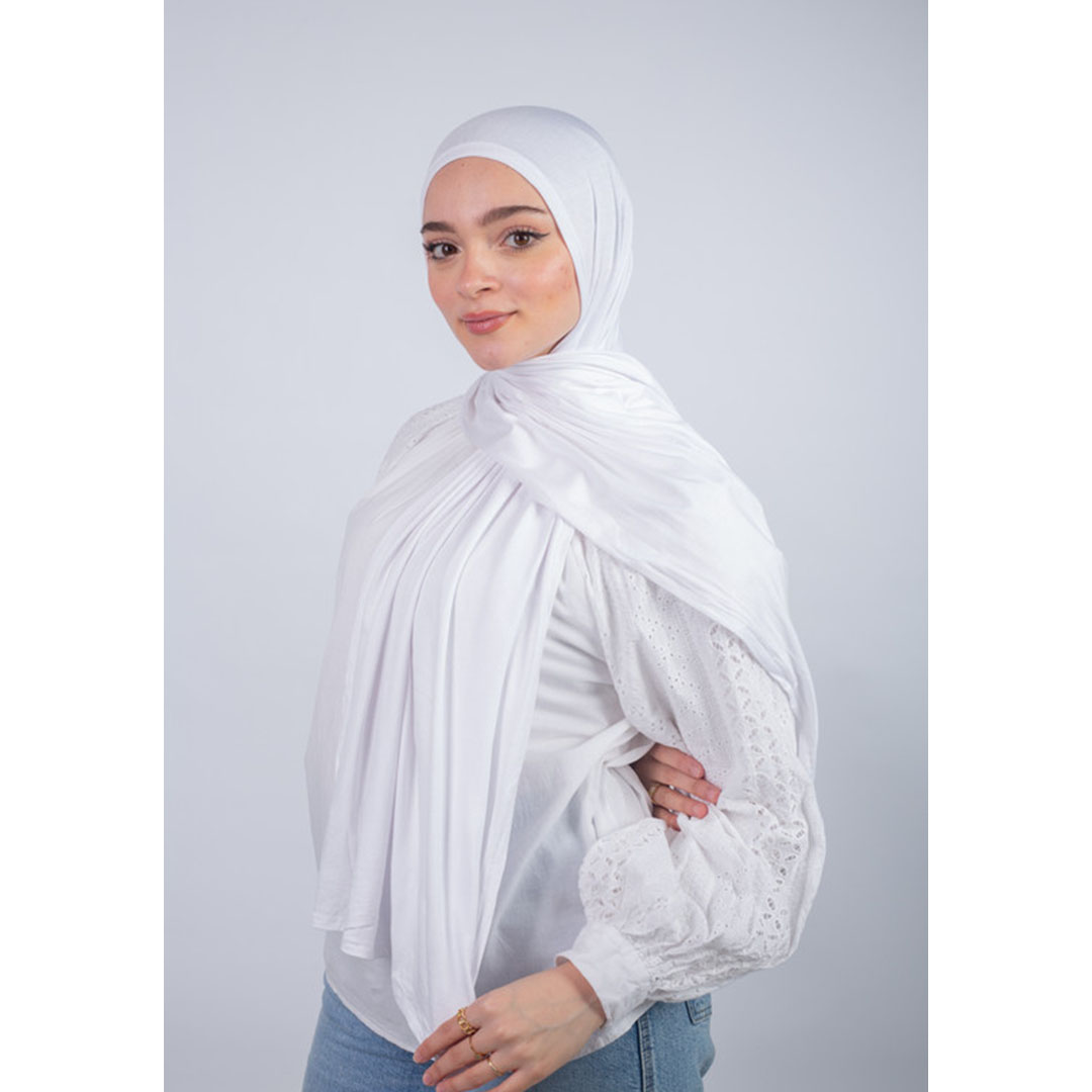 100% طرحة جل سادة قطن من سترة - أبيض