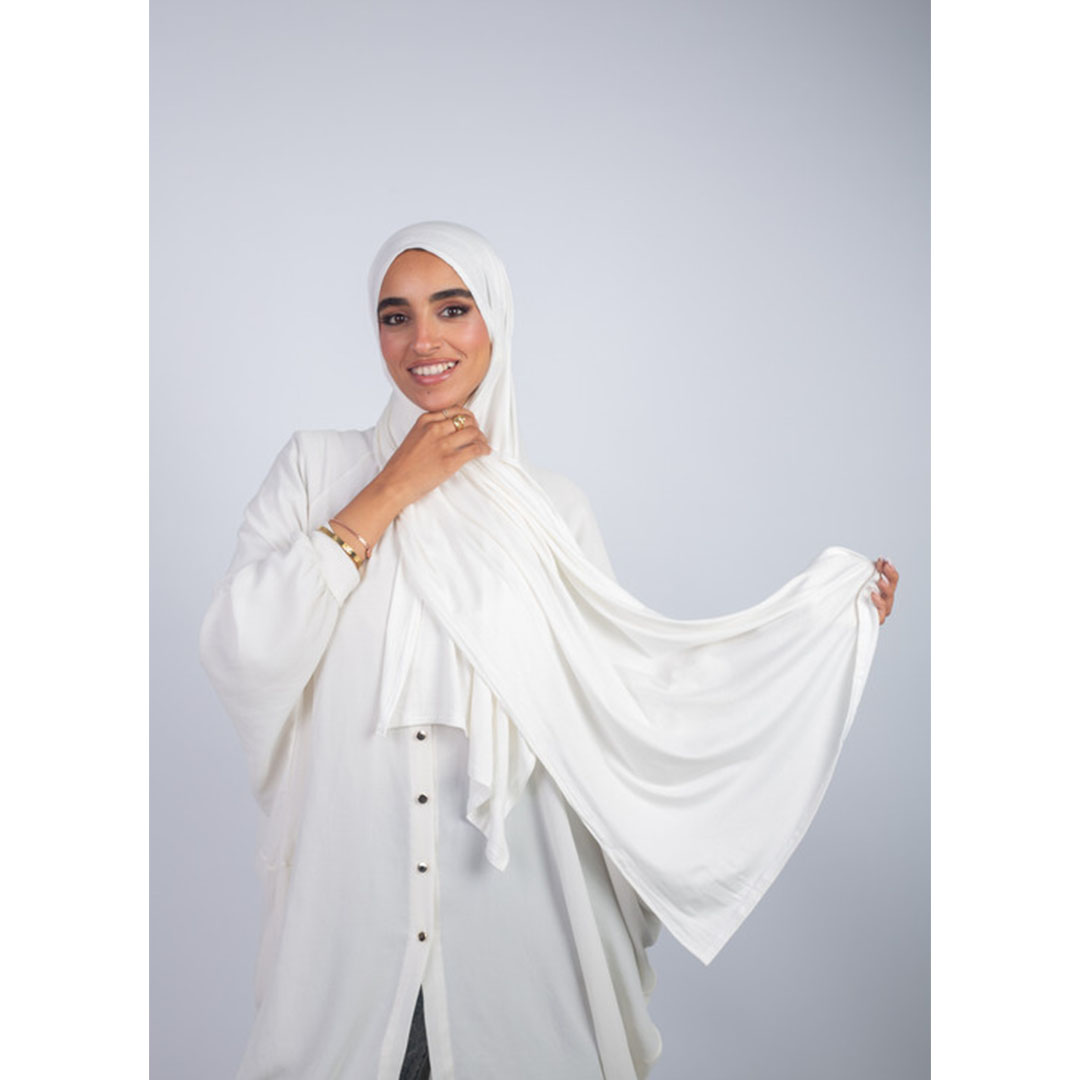 100% طرحة جل سادة قطن من سترة - أوف وايت