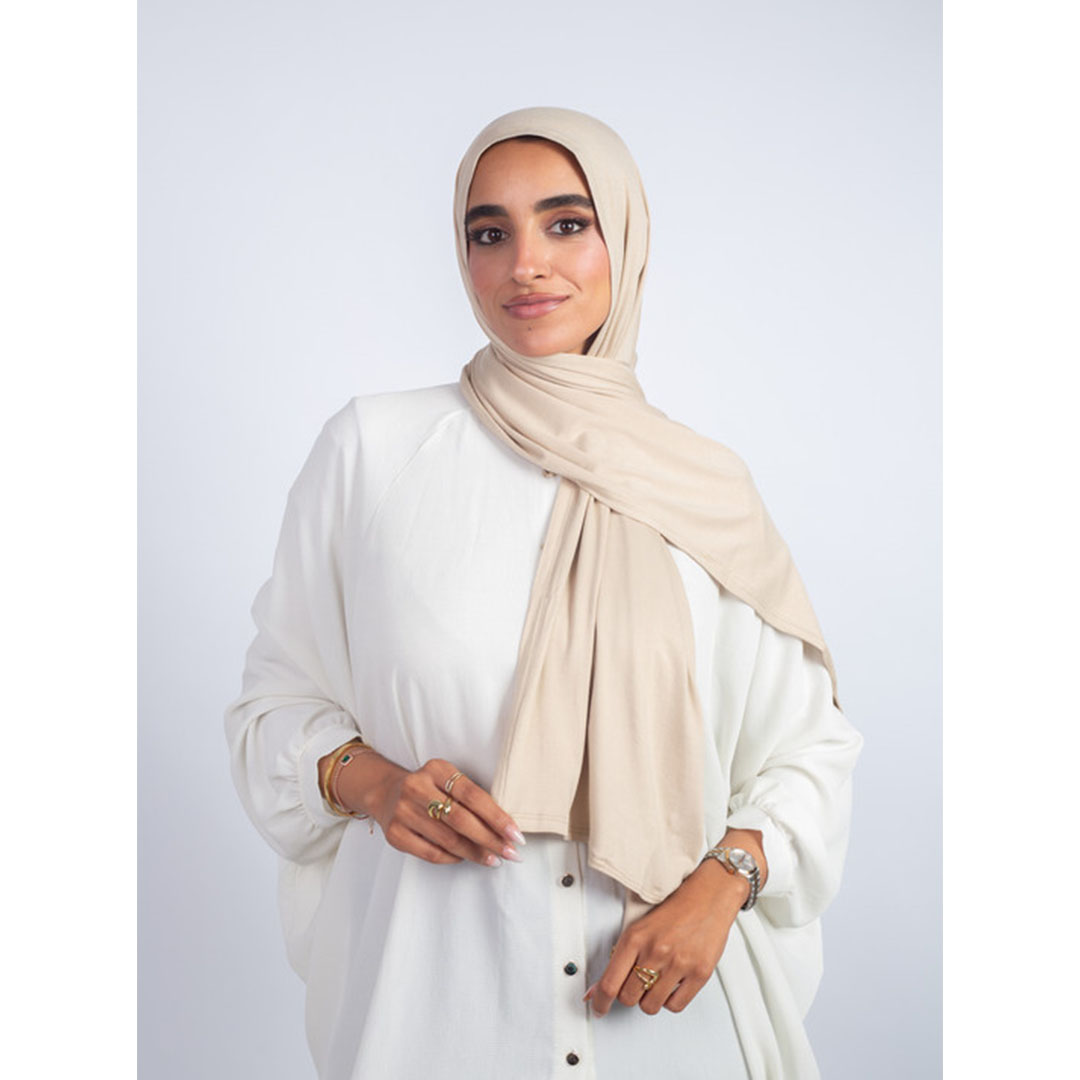 100% طرحة جل سادة قطن من سترة - بيج