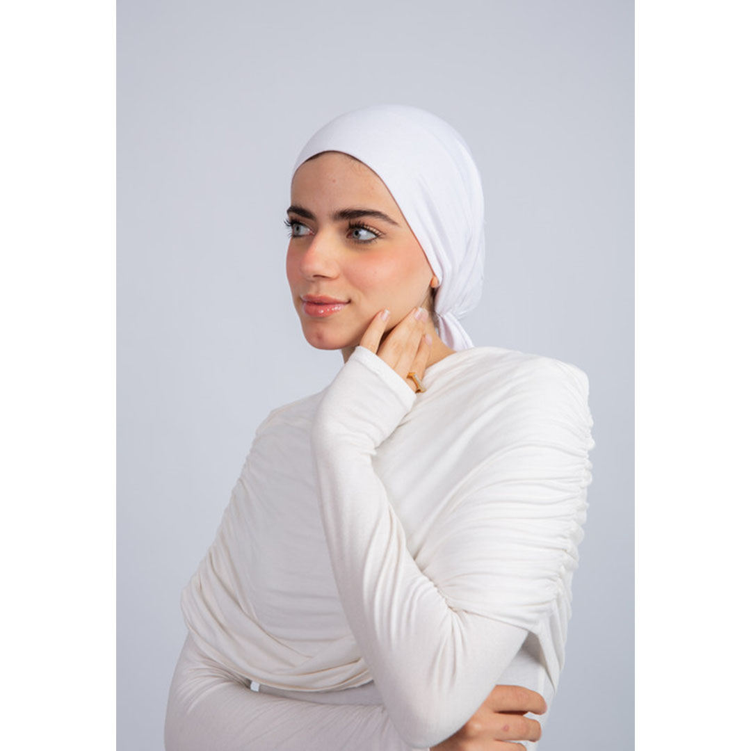 بونيه رباط بدون خياطة من سترة - أبيض