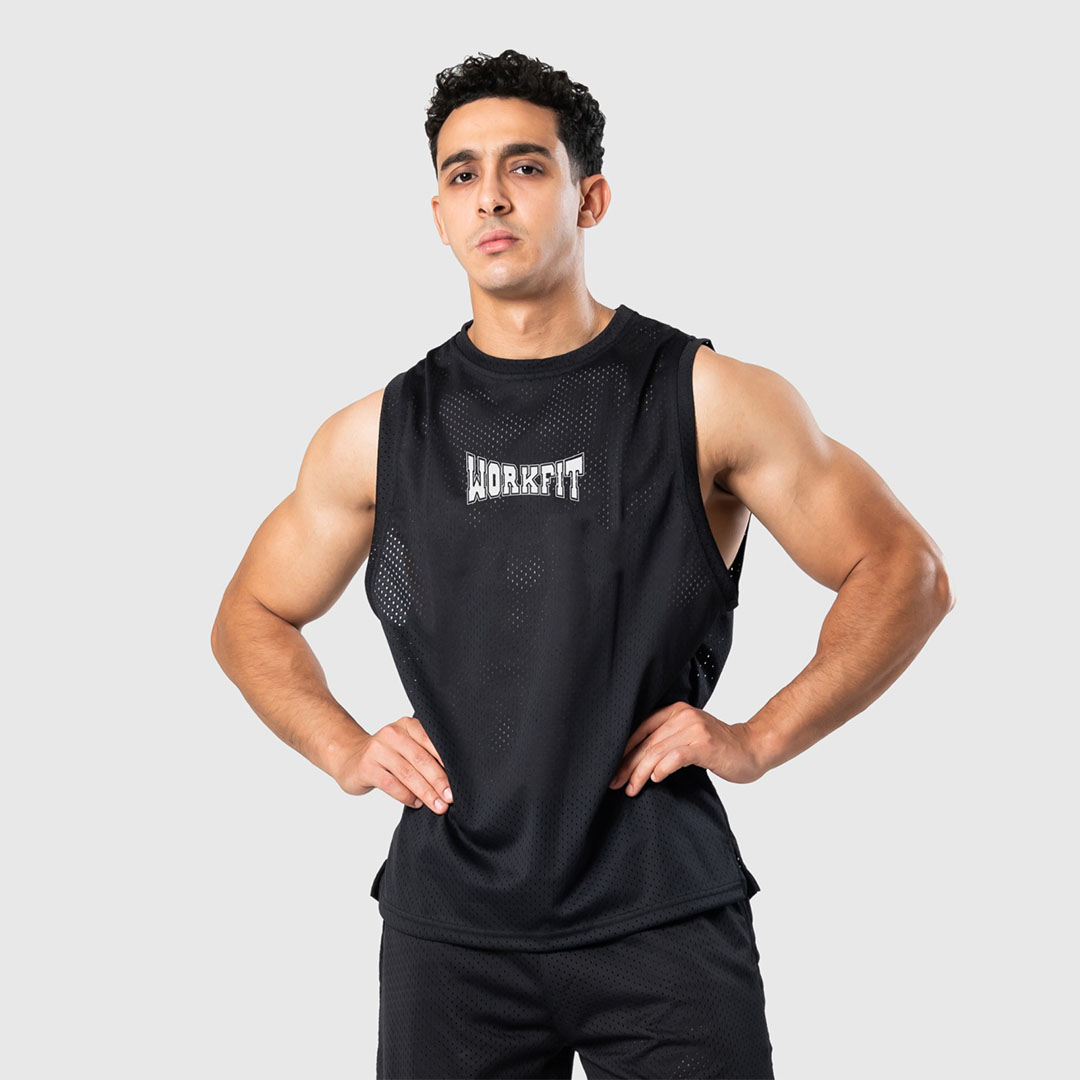 Workfit تانك توب رجالي - أسود