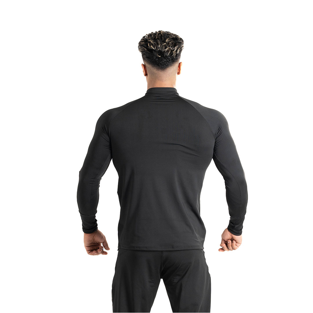 تيشيرت رياضي رجالي بكم رقبه عاليه - أسود