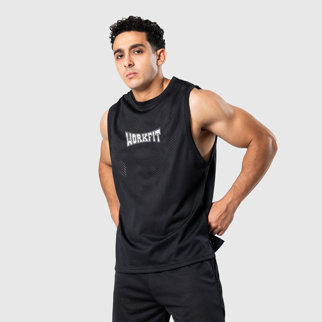 Workfit تانك توب رجالي - أسود