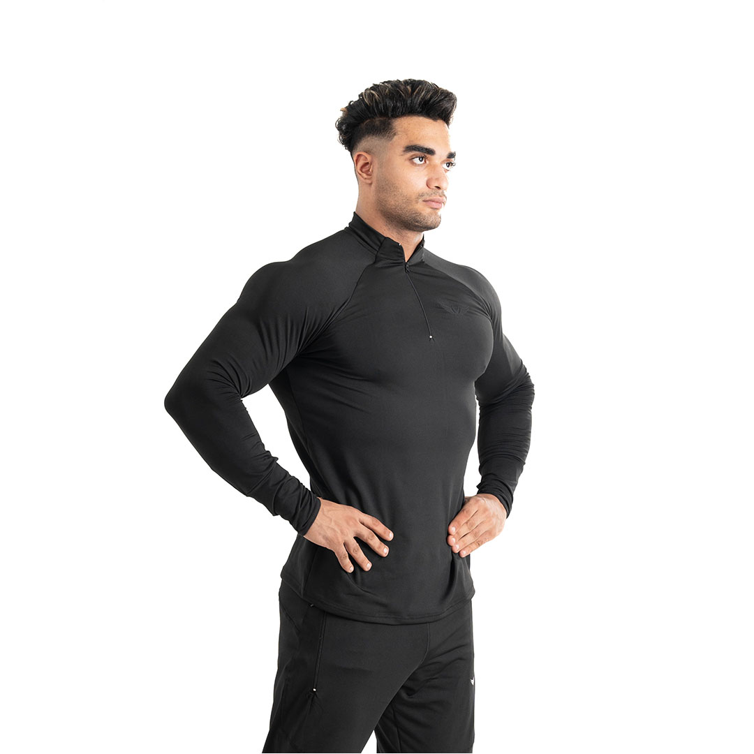 تيشيرت رياضي رجالي بكم رقبه عاليه - أسود