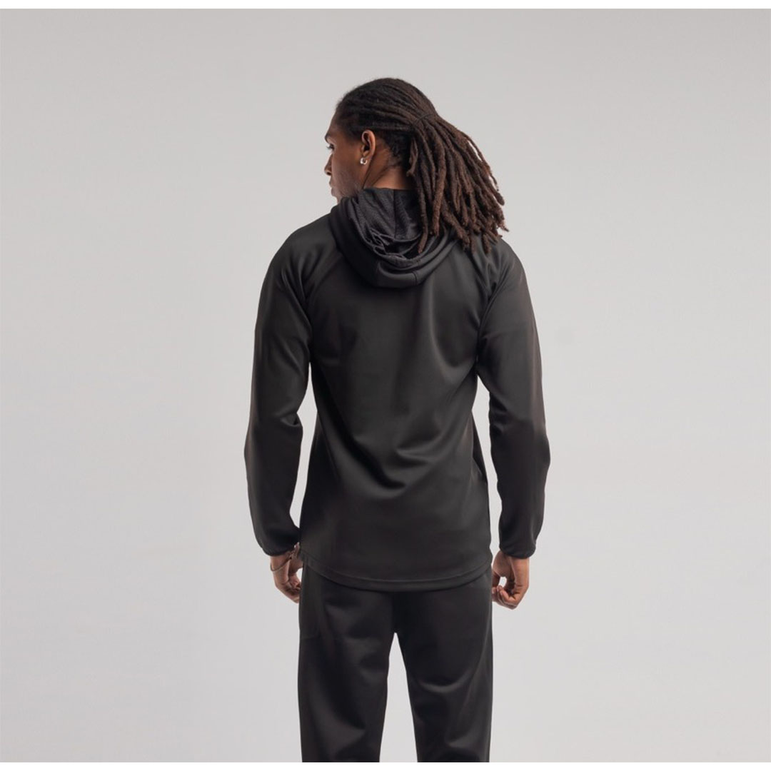 جاكيت رجالي بغطاء رأس وجيوب أمامية - أسود