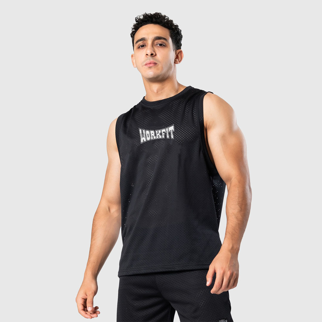 Workfit تانك توب رجالي - أسود