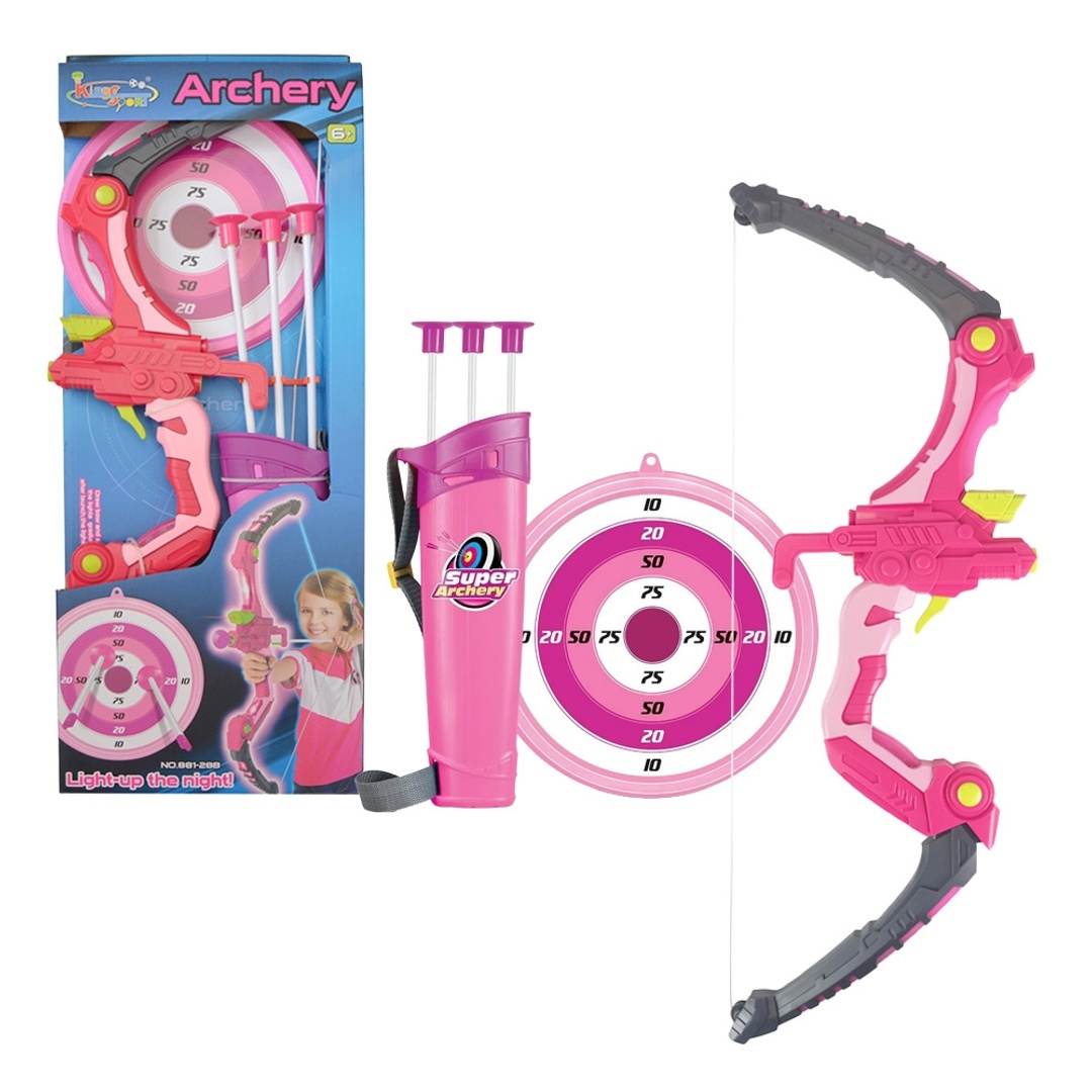 لعبة قوس مع اضواء ليلية و اسهم و هدف - بينك - 881-28B