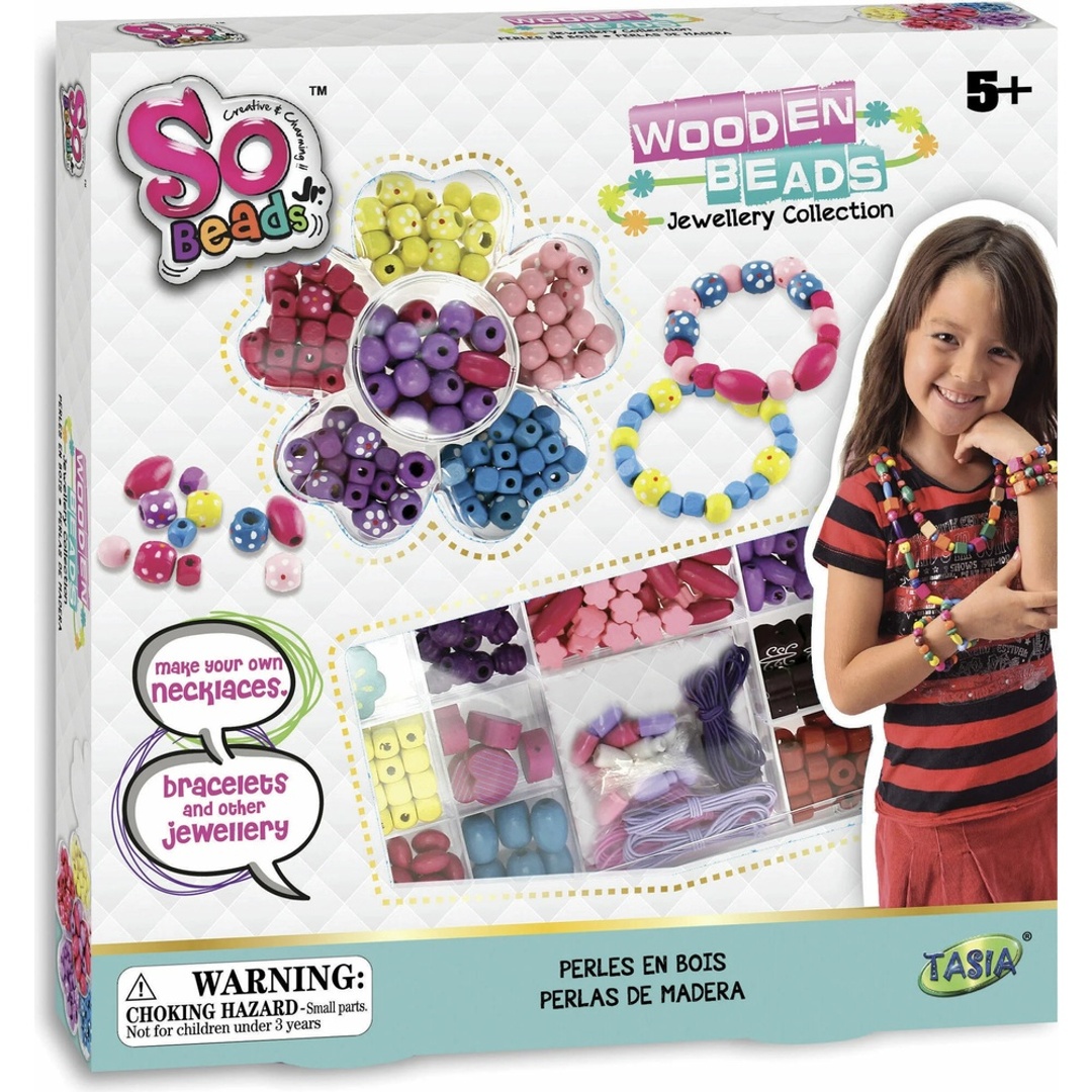 صناعة الأسورة الخشبية للبنات مع الخرز - T04001-A-B
