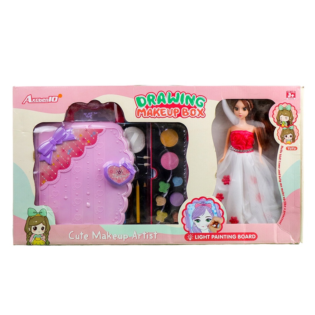 صندوق مكياج للبنات مع دمية اميرة و كتاب تلوين - 9042