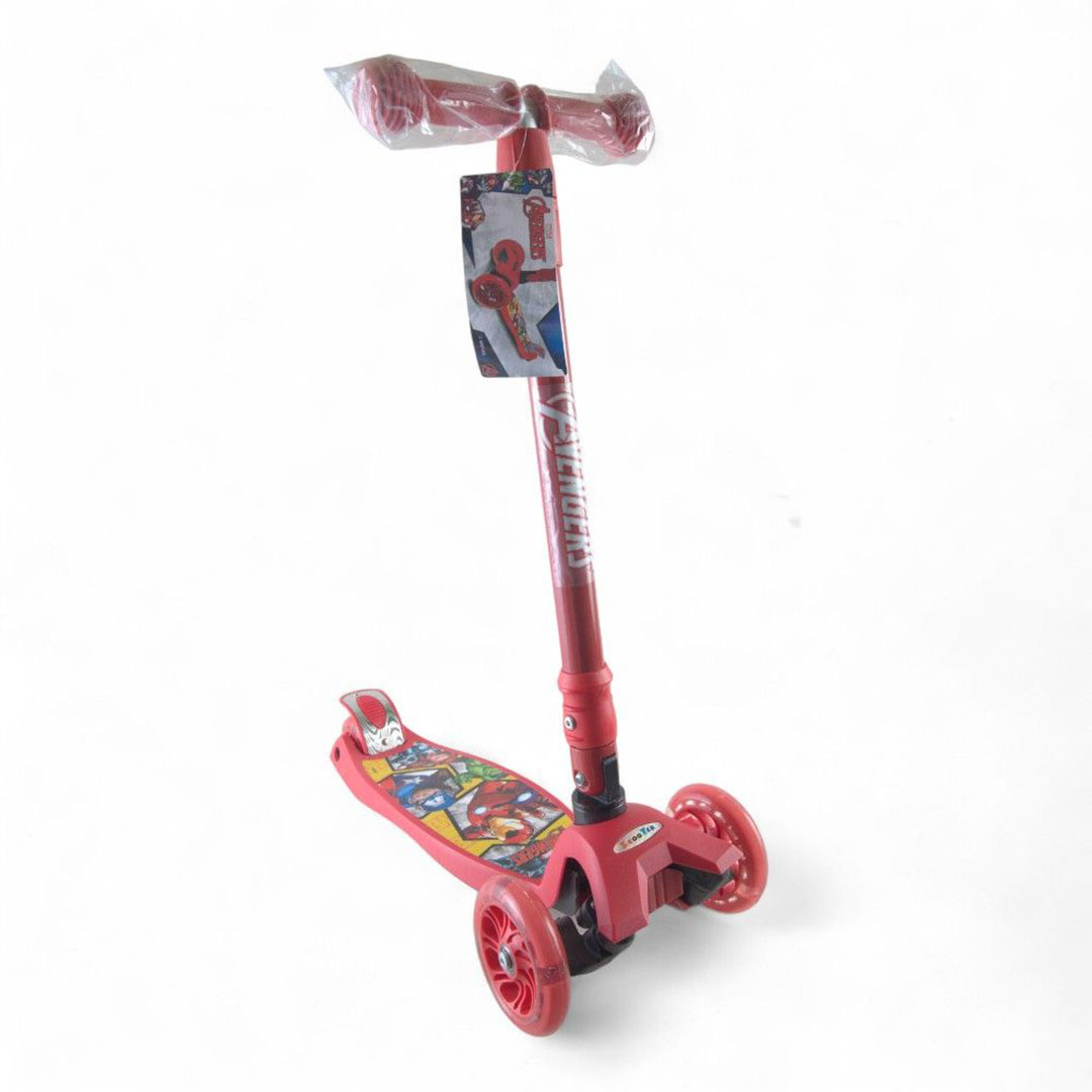 سكوتر افنجرز أحمر ذو عجلات مضيئة قابل للطي مع عجلتين امامية - 493