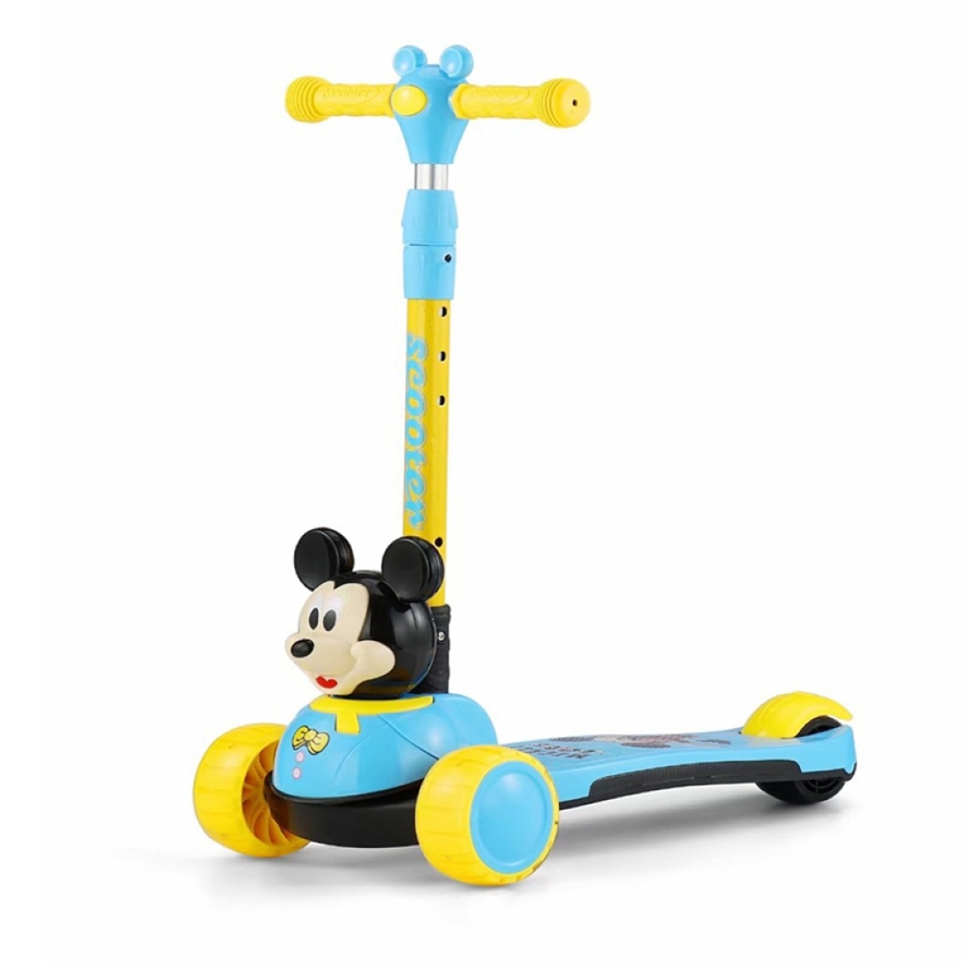 سكوتر ميكي ماوس مع عجلات عريضة و اضواء - أزرق وأصفر - 668M
