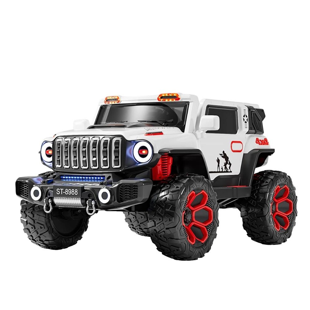 عربية كهربائية للأطفال مع ريموت تحكم - أبيض - ST-8988