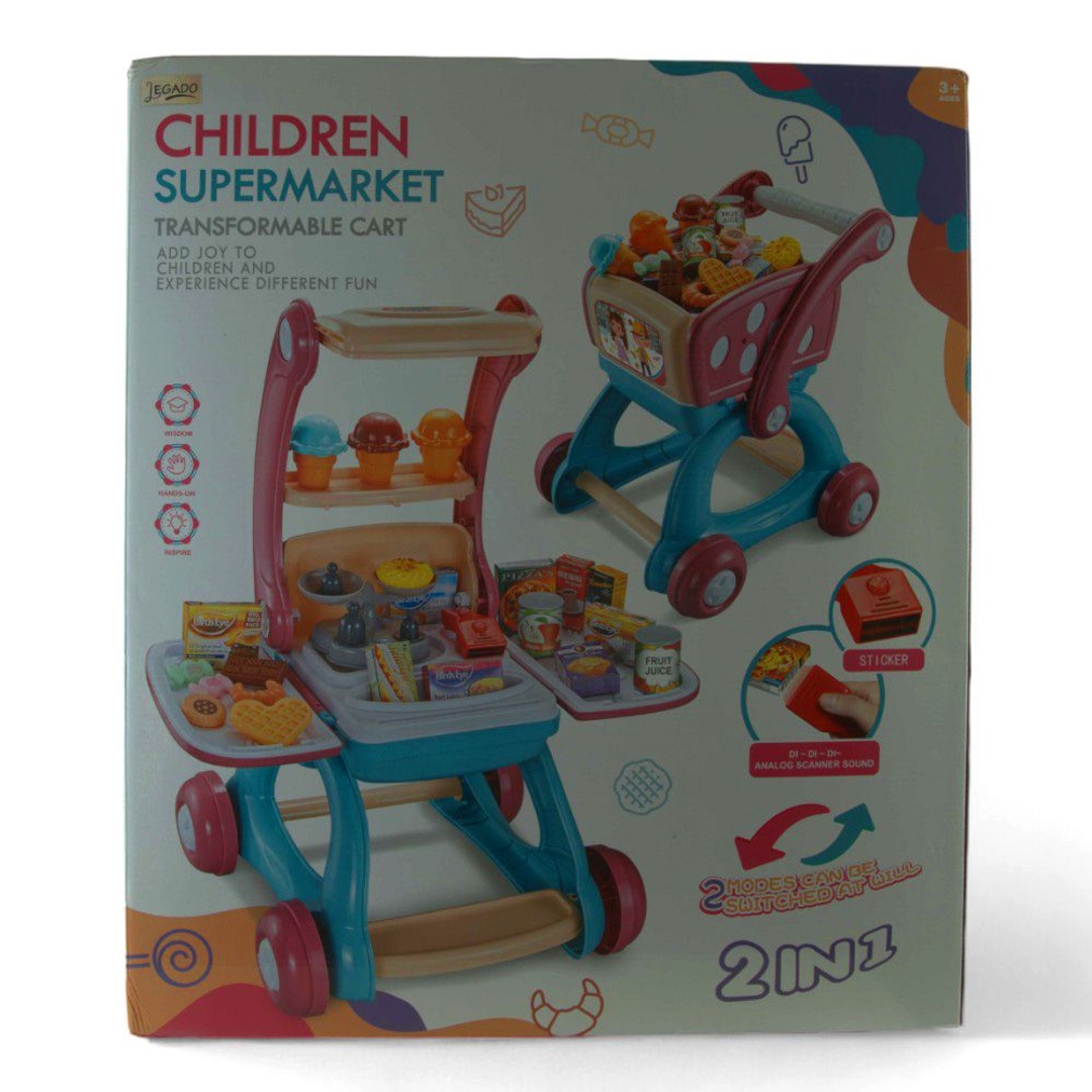 عربة التسوق المتحولة للبنات 2 في 1 مع الأكسسوارات - 009-028