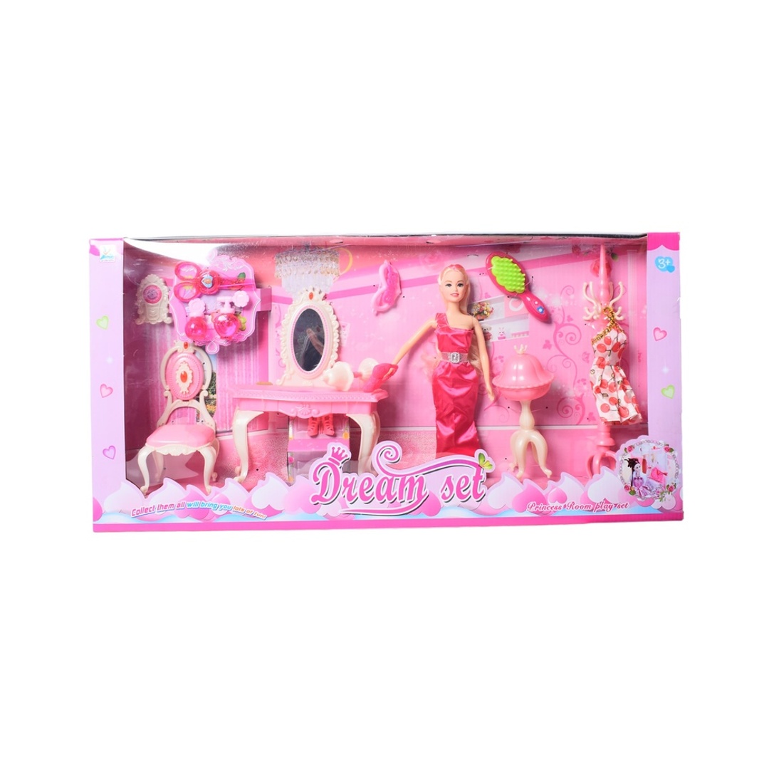 تسريحة دمية باربي مع الملابس - 989-2