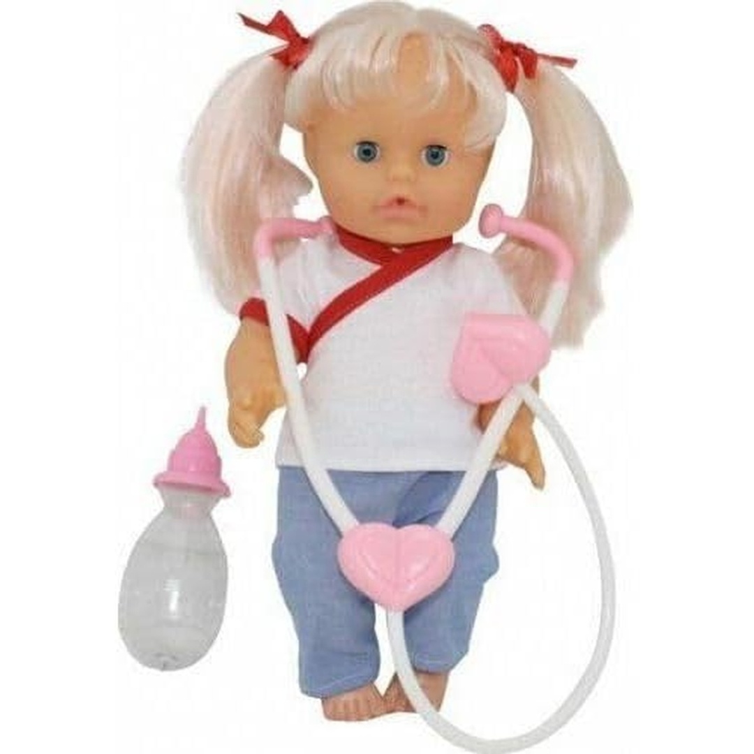 الدمية نينا مع سماعات الطبيب و الزجاجة- 36 سم - BD132