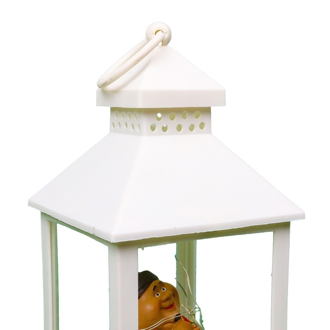 فانوس أبيض مربع مع اضواء داخلية - 10991