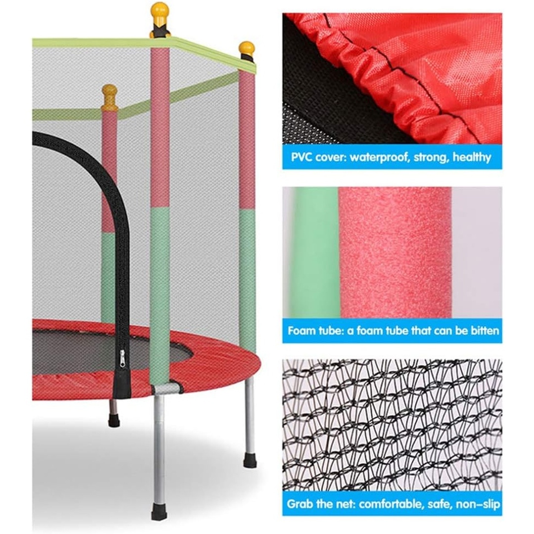 ترامبولين للأطفال مع شبكة الحماية و فتحة الدخول - أحمر