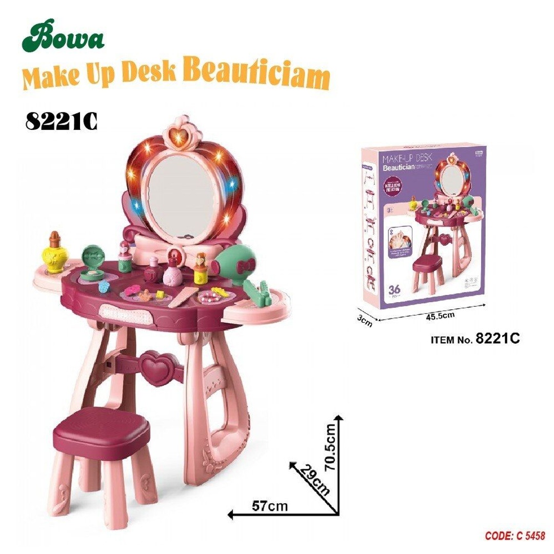 طاولة مكياج وكرسي التجميل الفاخرة من بوا 36 قطعة - 8221C