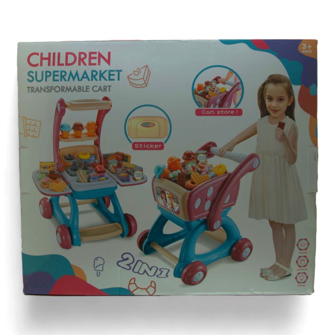 عربة التسوق المتحولة للبنات 2 في 1 مع الأكسسوارات - 009-028