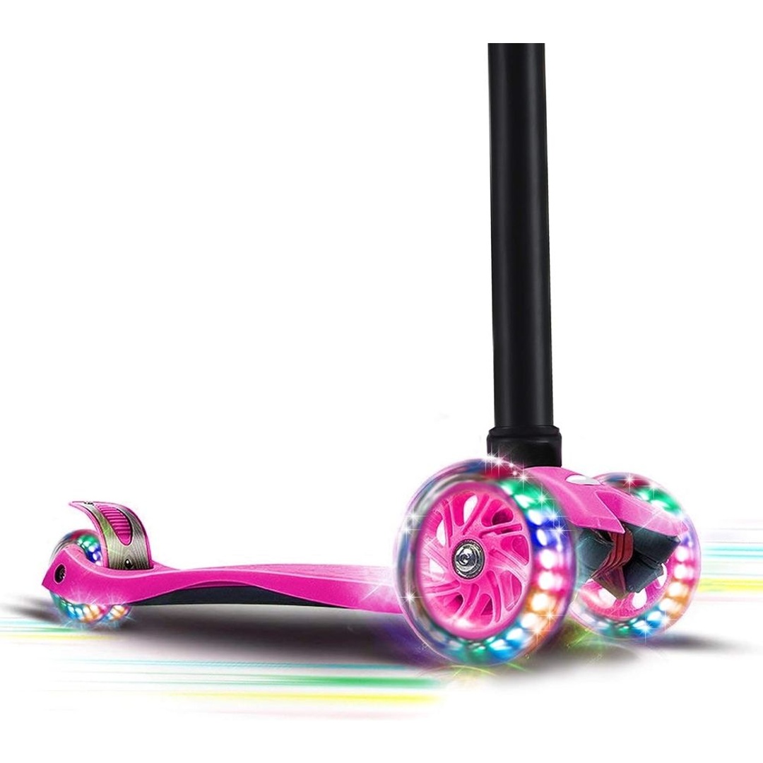 سكوتر قابل للطي بعجلات مضيئة - وردي - BG-03