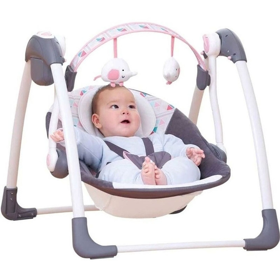 ماستيلا - مرجيحة أطفال محمولة أوتوماتيكية مع 5 سرعات وألعاب قطيفة - 6504