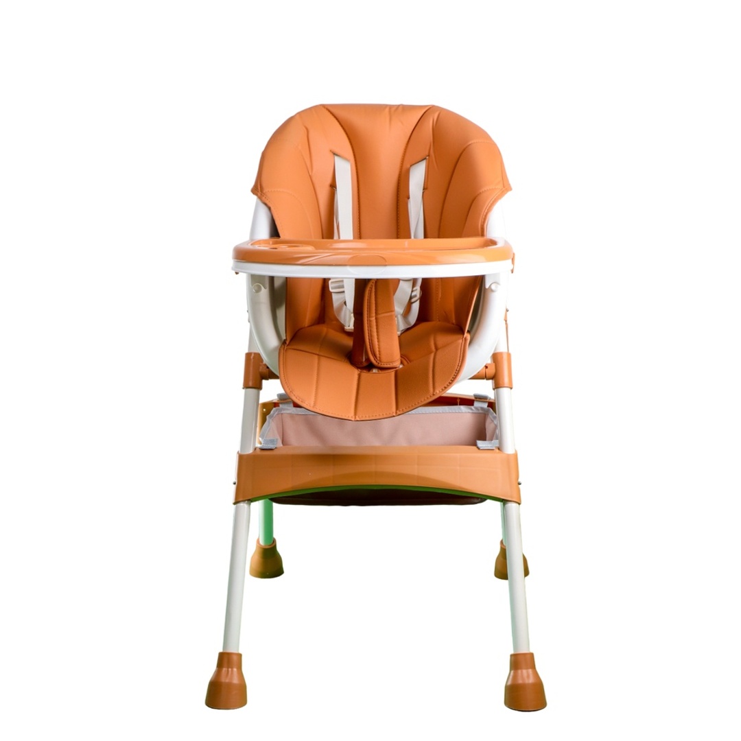 كرسي طعام جلد مبطن بني مرحلتين - E-300