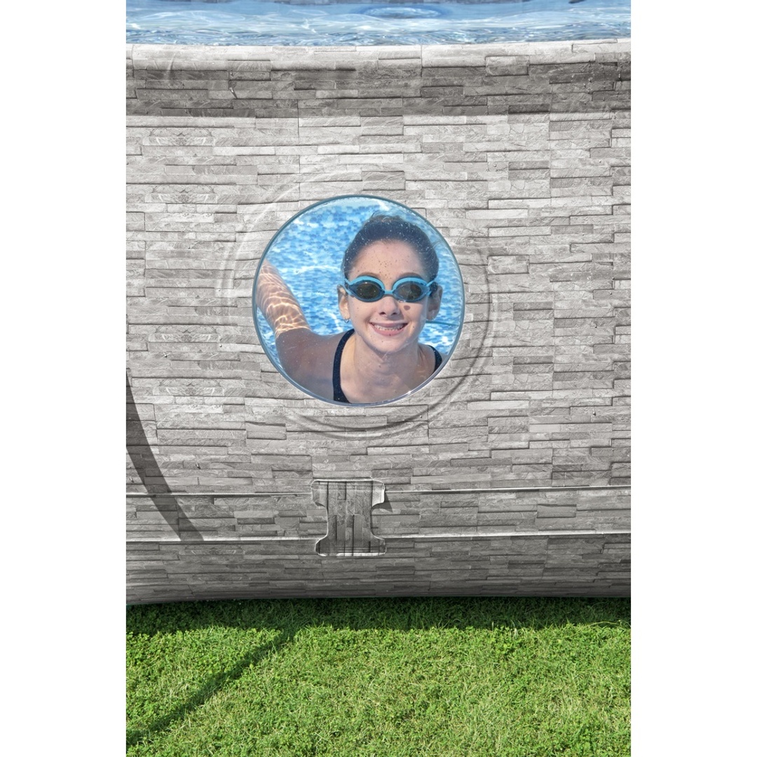 حمام سباحة مع نظام فلتر رملي وسلم أمان وقماش مشمع - 56946