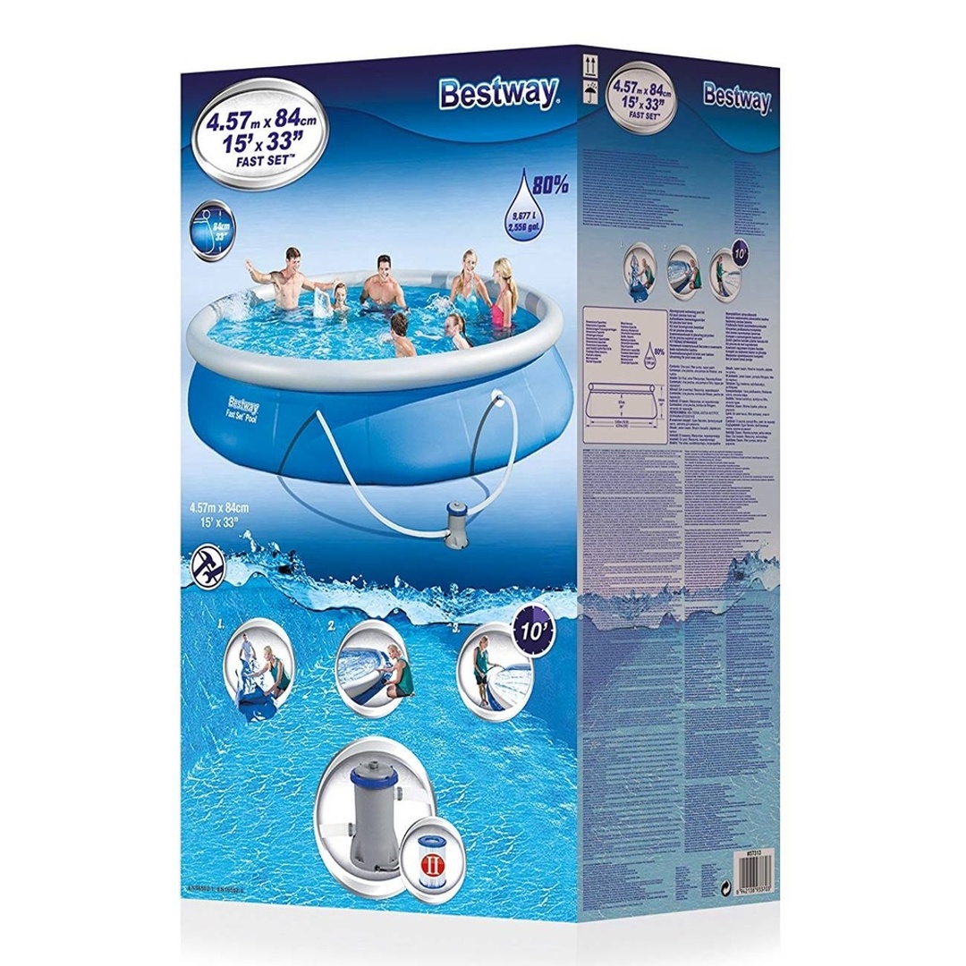 حمام سباحة ضخم كامل مع مضخة تصفية - 457x84 سم - 57313