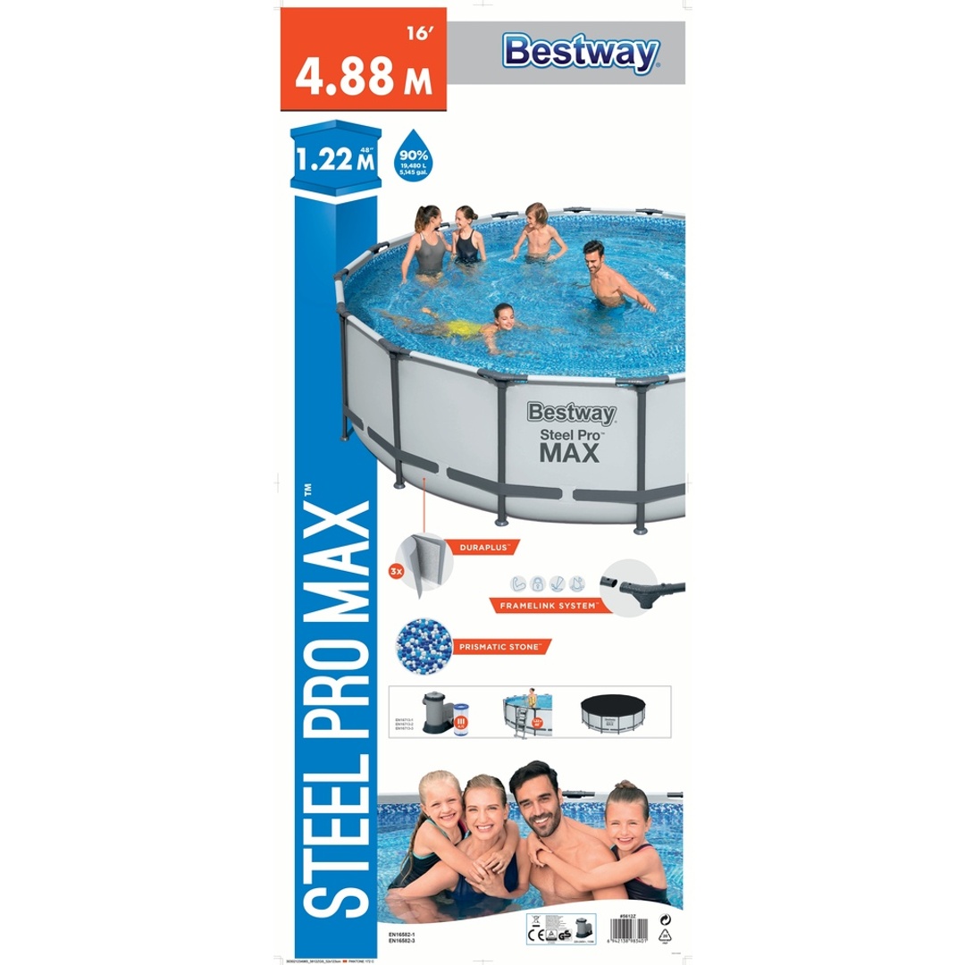 حمام سباحة مع نظام فلتر رملي وسلم أمان - 488x122 سم - 5612Z