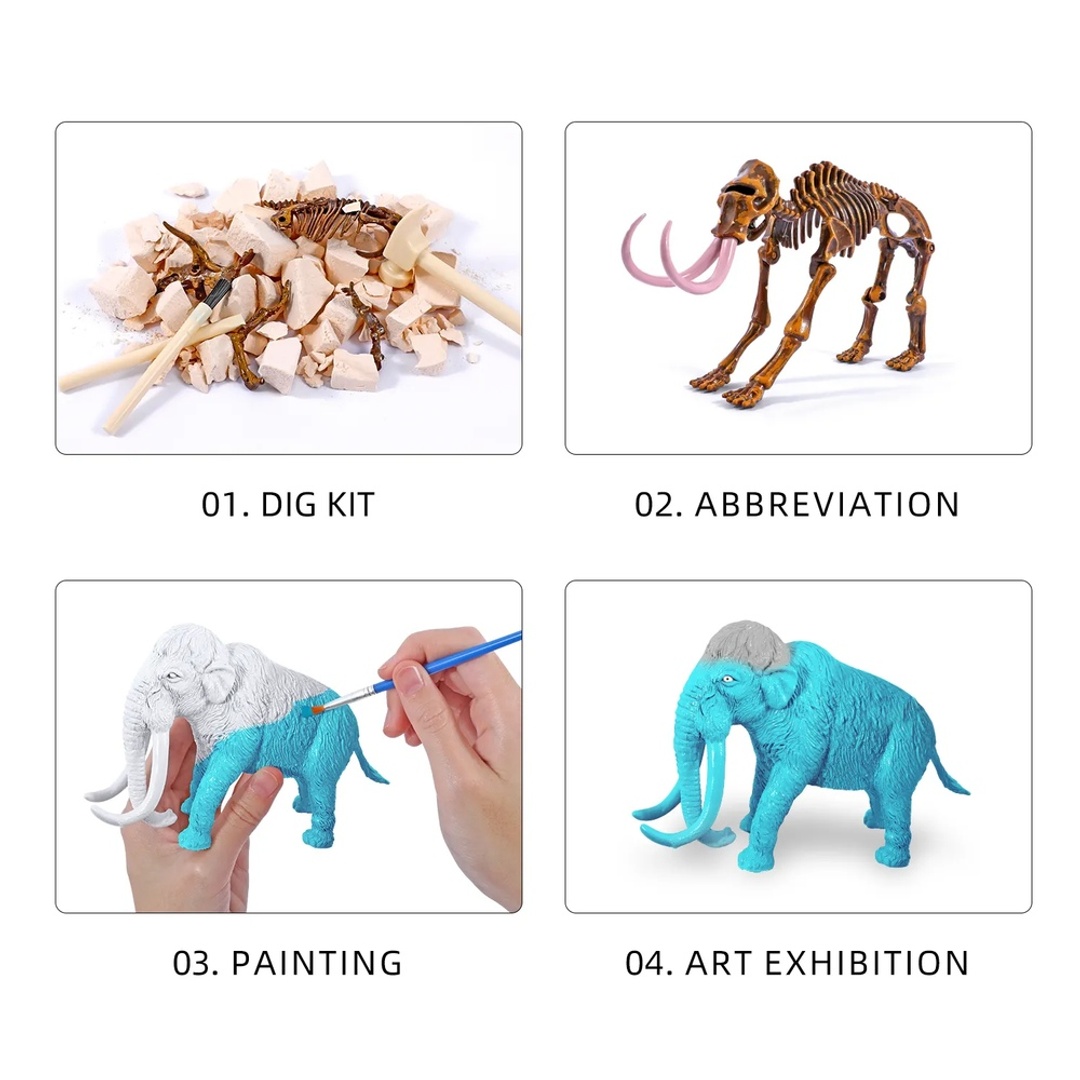 2-in-1 Mammoth and Dinosaur Excavation Set