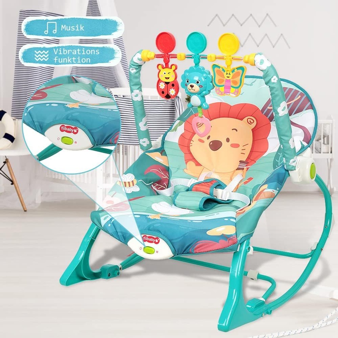 كرسي استرخاء ومقعد قفز مع اهتزازات وموسيقى مهدئة للأطفال - سماوي - 68154