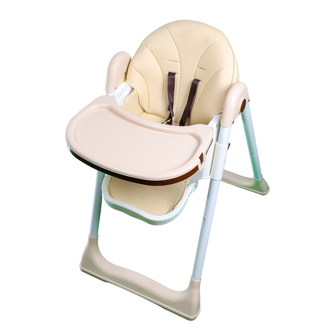 كرسي طعام جلد مبطن مرحلتين مع ظهر متحرك - بيج - 8123