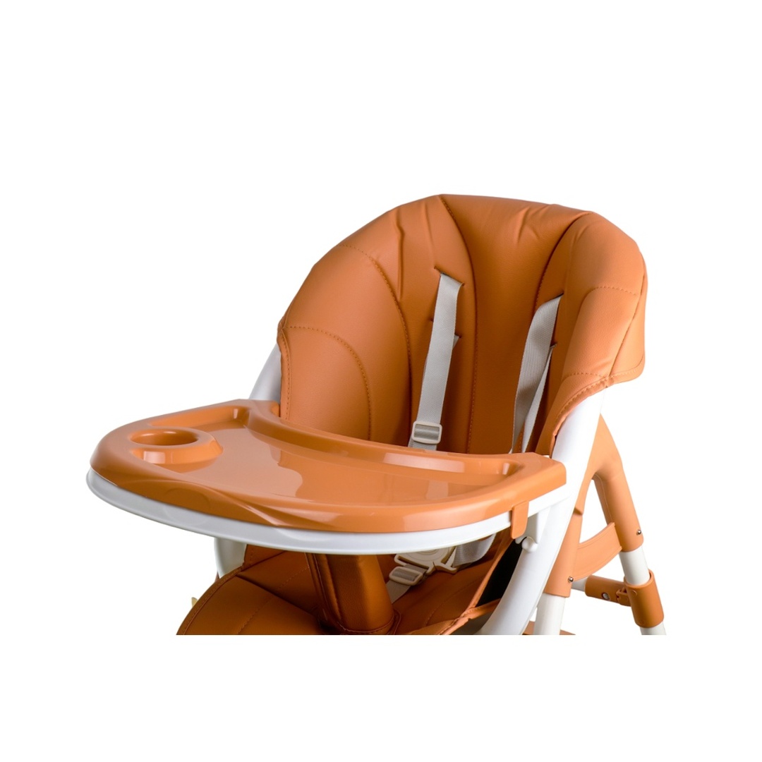 كرسي طعام جلد مبطن بني مرحلتين - E-300