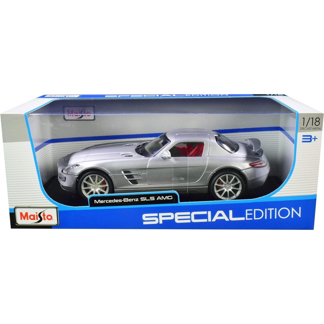 لعبة سيارة مرسيدس بنز اس ال اس 1/18 - فضي - 31389