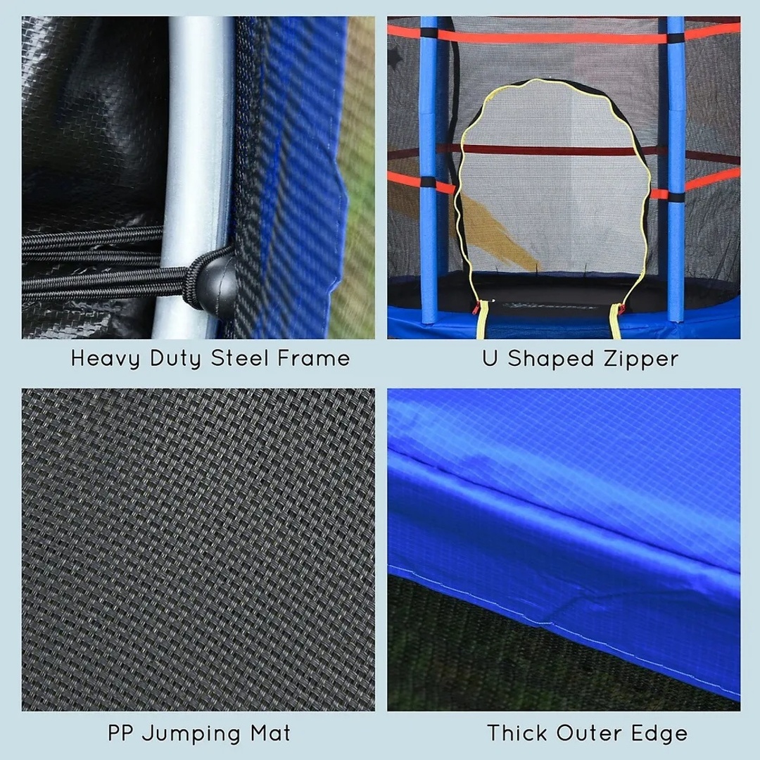 ترامبولين للأطفال مع شبكة الحماية و فتحة الدخول - أزرق - 55S