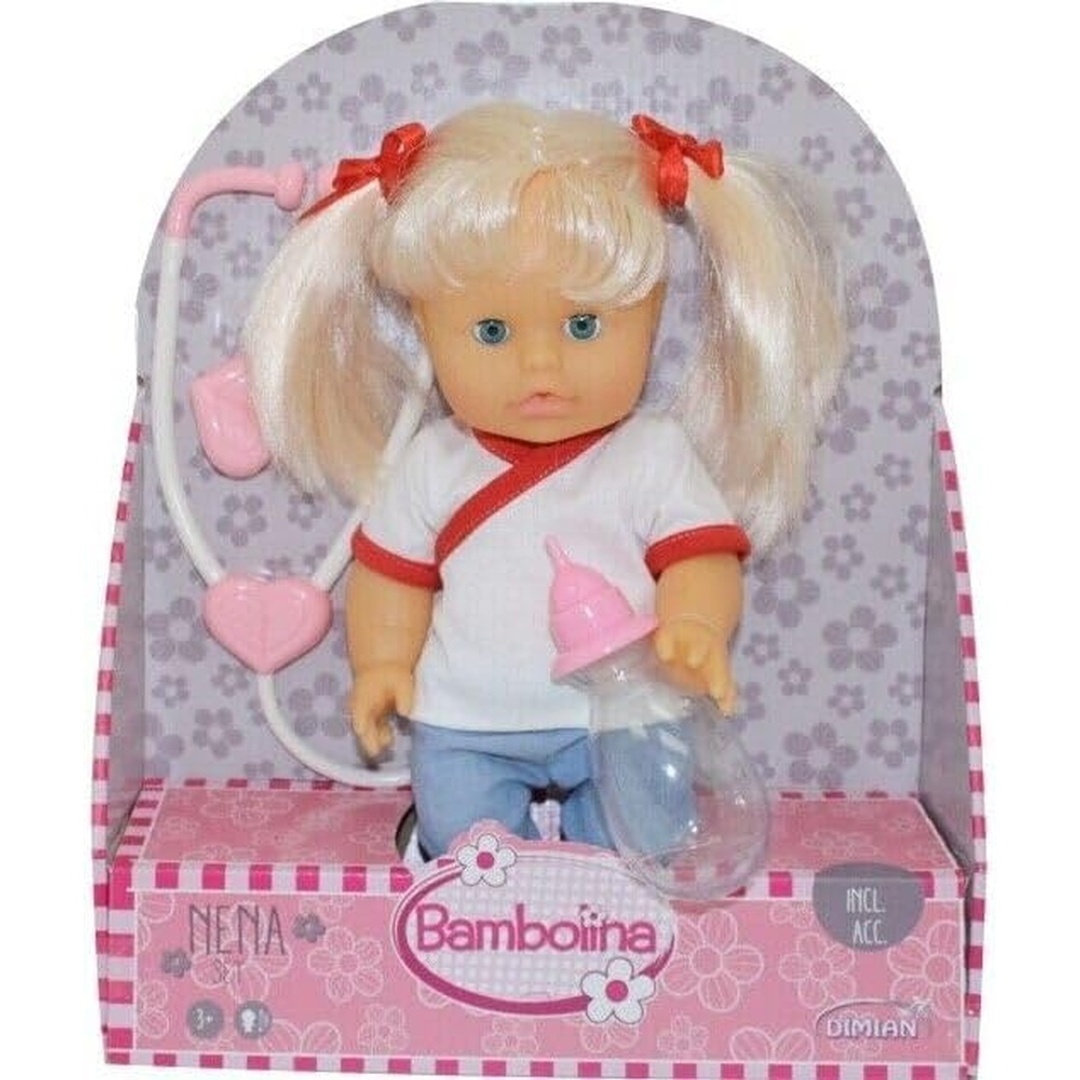 الدمية نينا مع سماعات الطبيب و الزجاجة- 36 سم - BD132