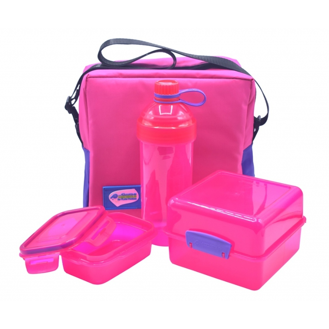 صندوقين غداء مع زجاجة وحقيبة - 0185