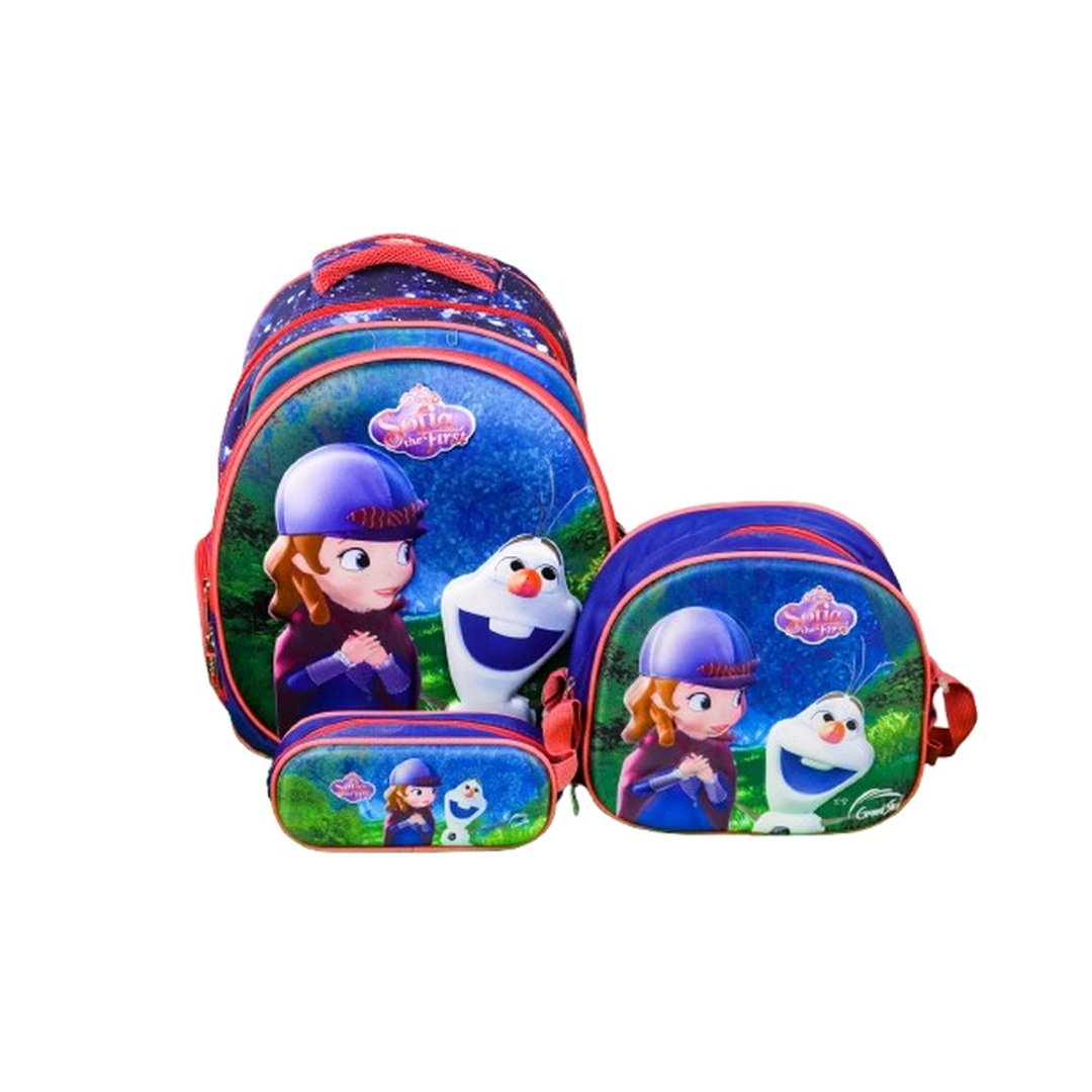 شنطة ظهر مدرسية صوفيا مع حقيبة صغيرة ومقلمة - GS16-B