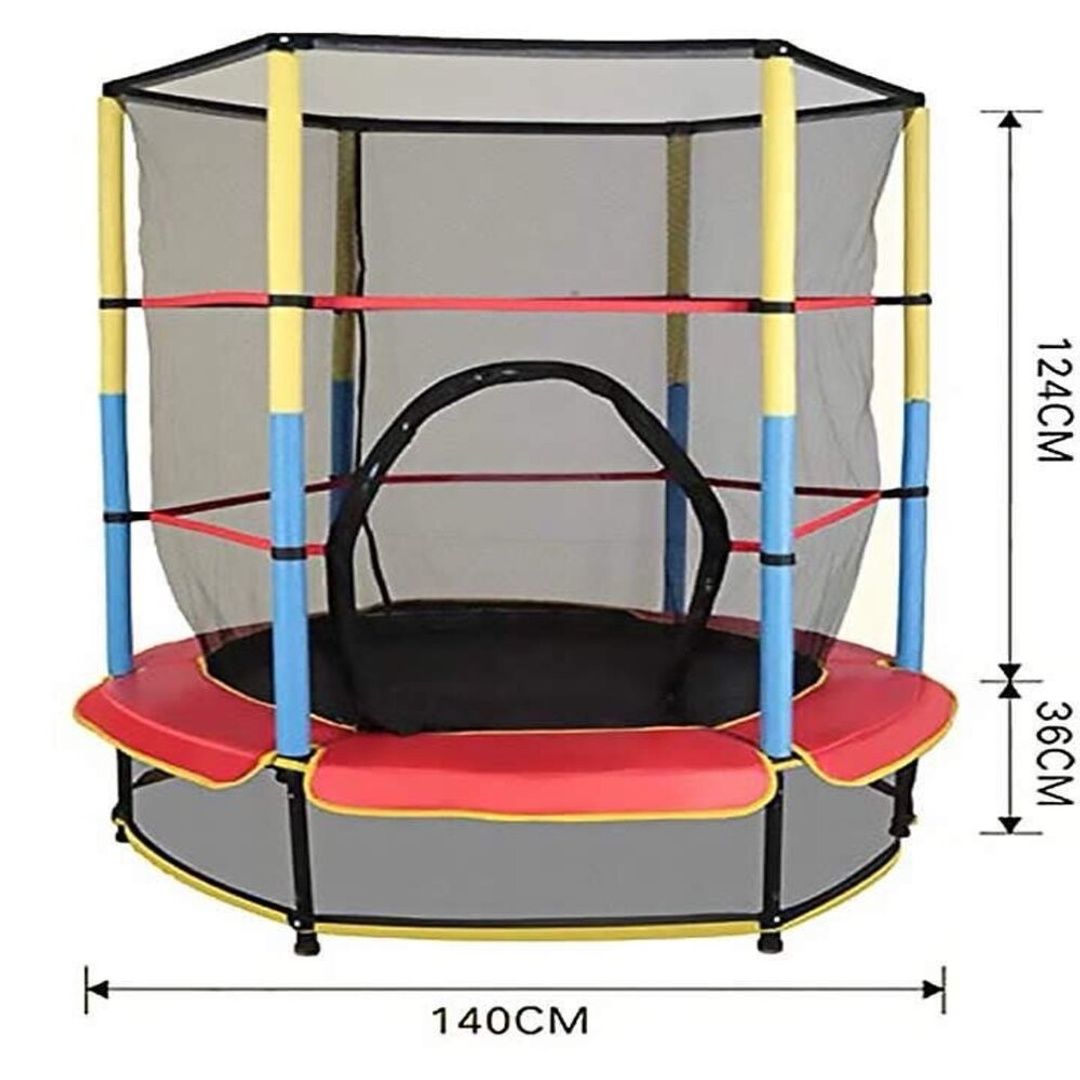 ترامبولين للأطفال مع شبكة الحماية و فتحة الدخول - أحمر - 55S