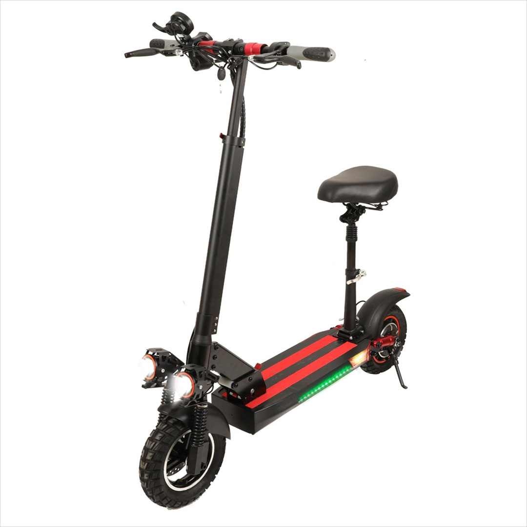 سكوتر كهربائي قابل للطي بكرسي 500 وات - 36 فولت - أحمر - JL024-02