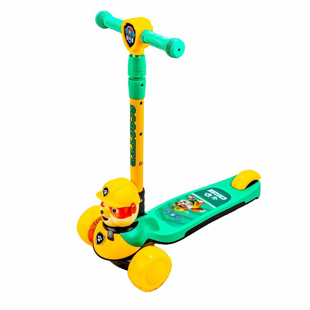 سكوتر ذو عجلات مضيئة مع شخصية باو باترول قابل للطي - أخضر - WWD-01