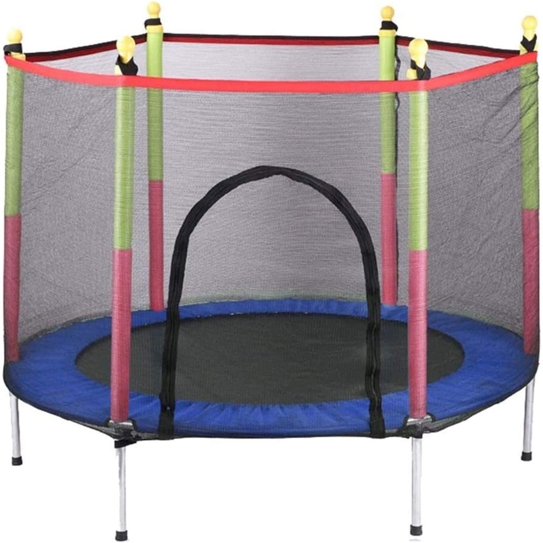 ترامبولين للأطفال مع شبكة الحماية و فتحة الدخول - أزرق - 140