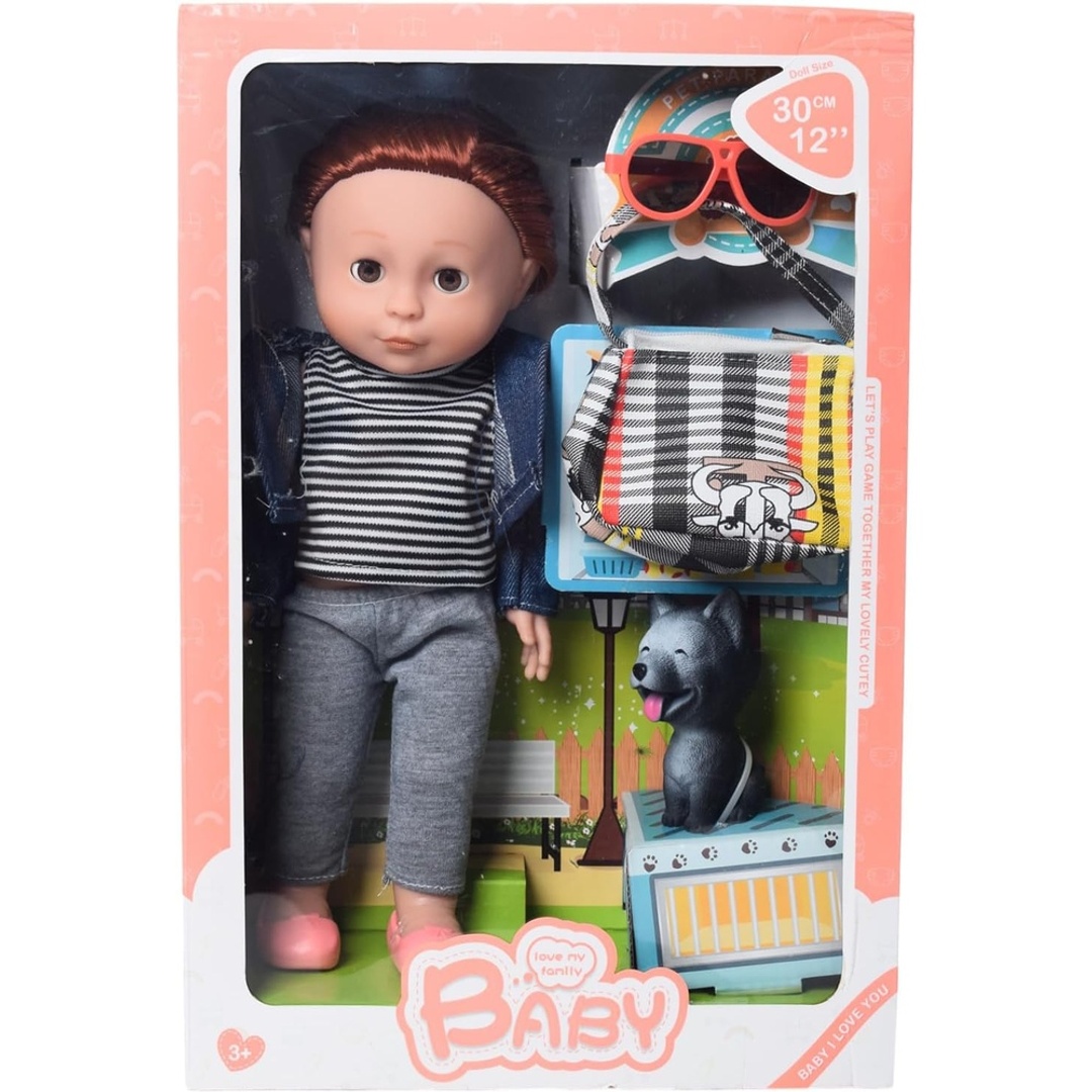 الدمية الطفلة 12 بوصة مع كلب و الملابس - 7131-2