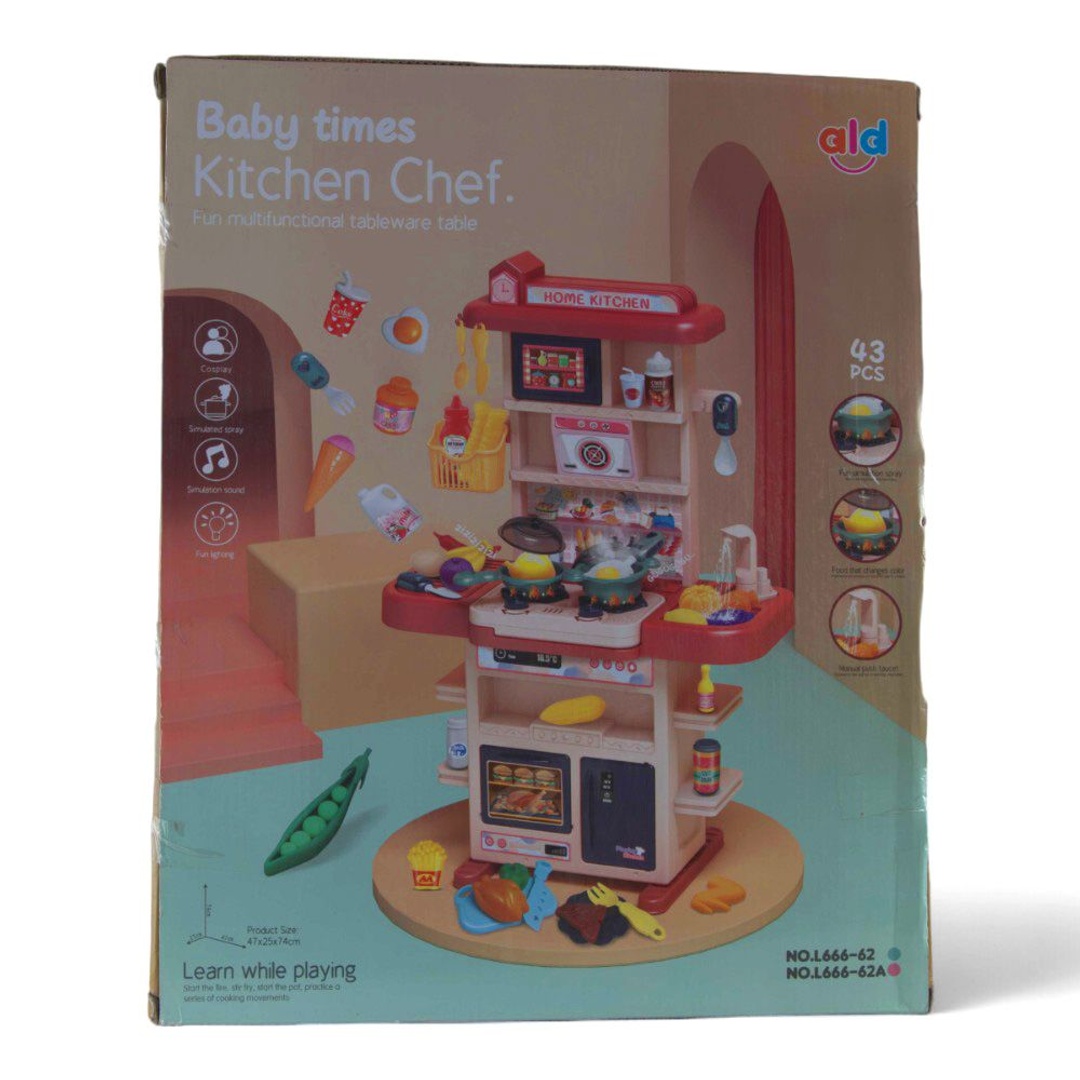 مطبخ تعليمي للأطفال مع الأكسسوارات - 43 قطعة - L666-62A