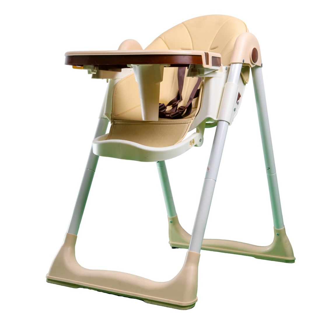 كرسي طعام جلد مبطن مرحلتين مع ظهر متحرك - بيج - 8123