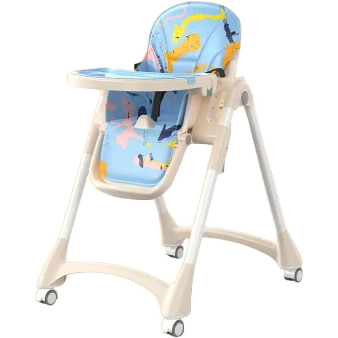 كرسي طعام جلد مبطن مرحلتين سماوي - 3-1