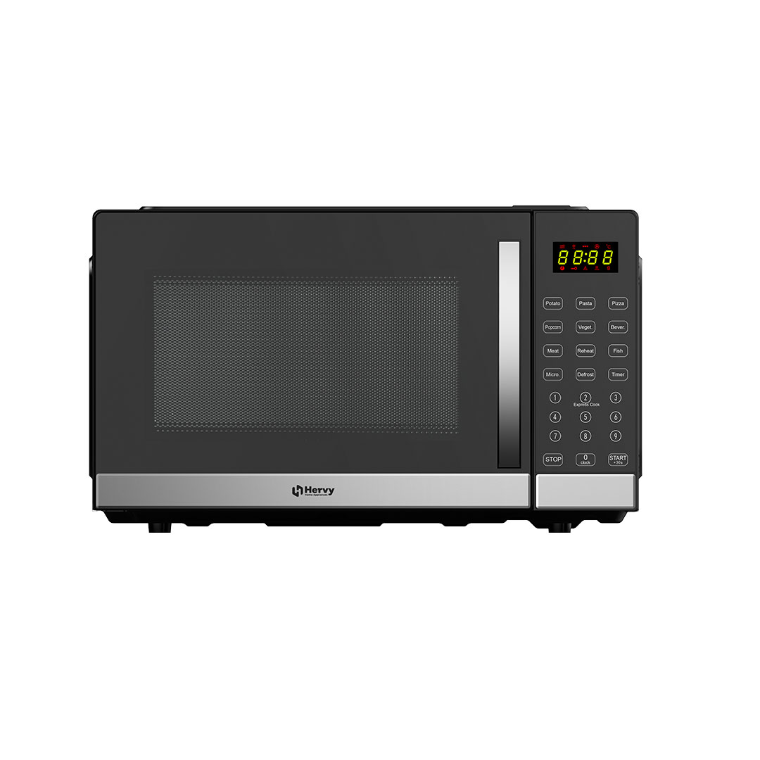فرن ميكروويف هيرفي 30 لتر - 950 واط - شاشة رقمية - 9 قوائم أوتوماتيكية - مؤقت - أسود