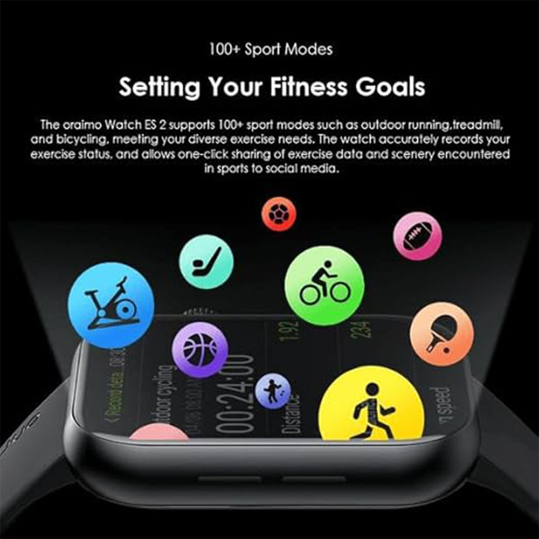 ساعة سمارت اورايمو Watch ES2 - مقاس 1.95 بوصة - اسود - OSW-810