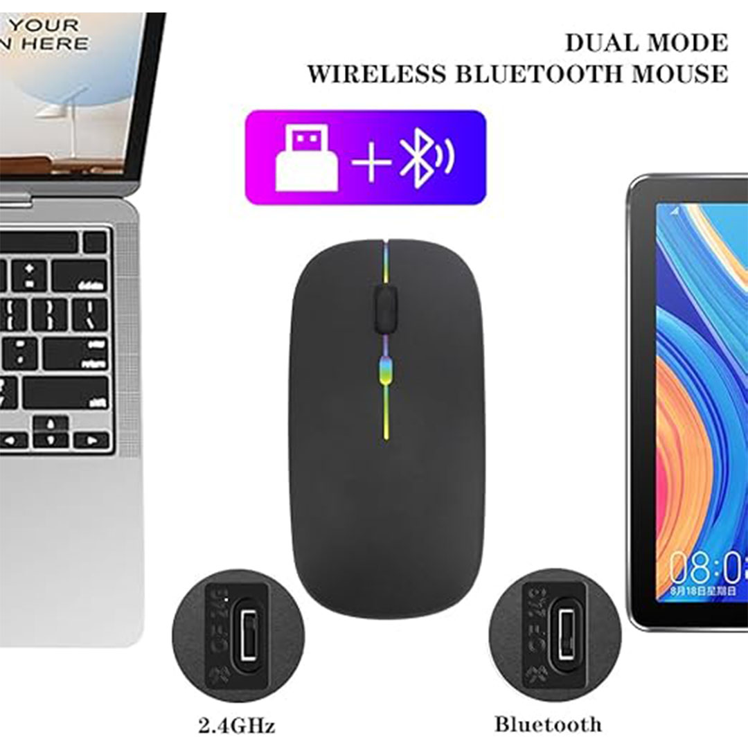 ماوس لاسلكي بإضاءة RGB - أسود